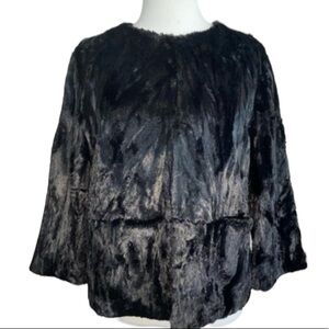 NWT Jennifer Lopez Short Faux Fur Jacket Black Tie Sz M